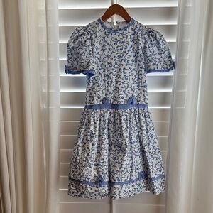 Girls Vintage Sylvia Whyte Blue and White Dress | Vintage Dress for Girls size 8
